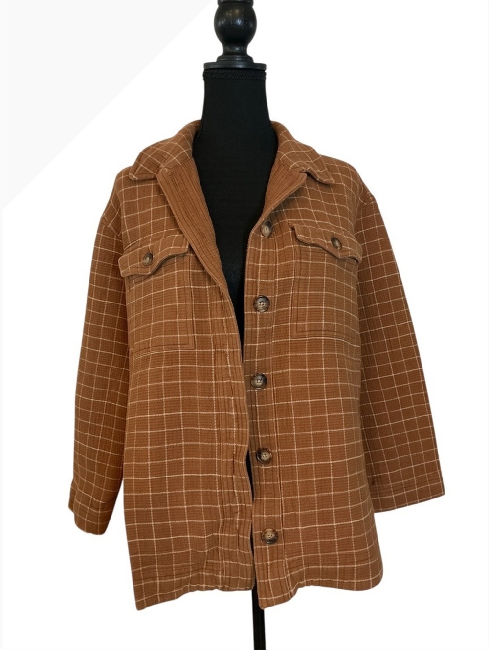 Madewell Brown Waffle Knit Button-Up Jacket Large